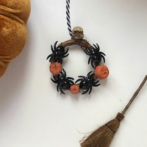 Three Wreaths Spiders, Pumpkins, and a Skull